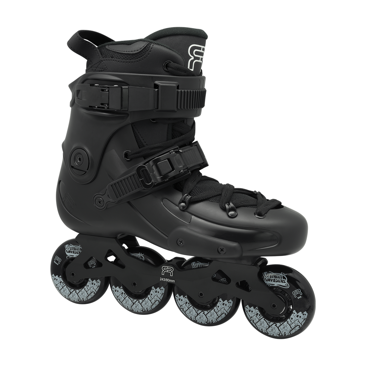 FR1 80 inline skate black with 4 wheels of 80mm